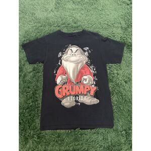 Disney Grumpy Florida T-Shirt Men's Small Black Snow White Seven Dwarfs Tee